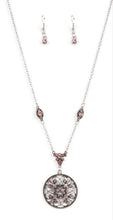 Load image into Gallery viewer, TIMELESS Traveler Pink and Silver Necklace and Earrings