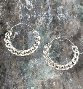 Up in Chains Silver Hoop Earrings