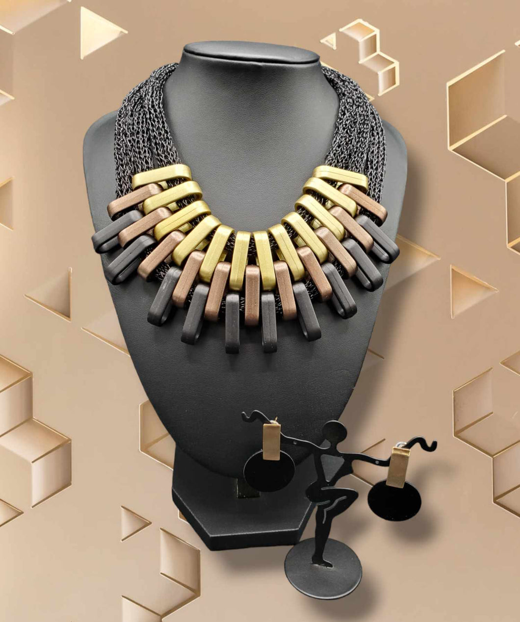 Tantalizing Trifecta-Tricolor Necklace and Earrings