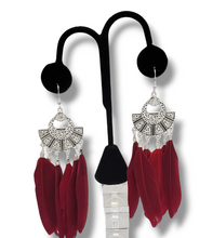Load image into Gallery viewer, &quot;Paradise Red&quot; Feather Earrings
