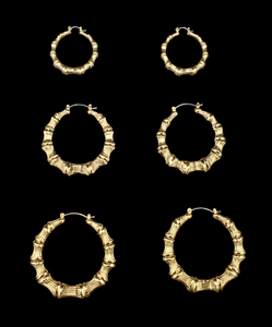 Bamboo Earrings, At Least 3 Pair Hoop Earrings (Set of 3)