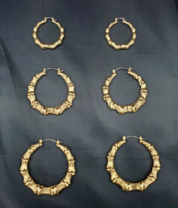 Bamboo Earrings, At Least 3 Pair Hoop Earrings (Set of 3)