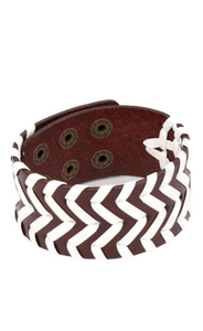 "Biker Badlands" Brown and White Wrap Bracelet