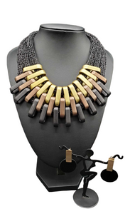 "Tantalizing Trifecta"-Tricolor Necklace and Earrings