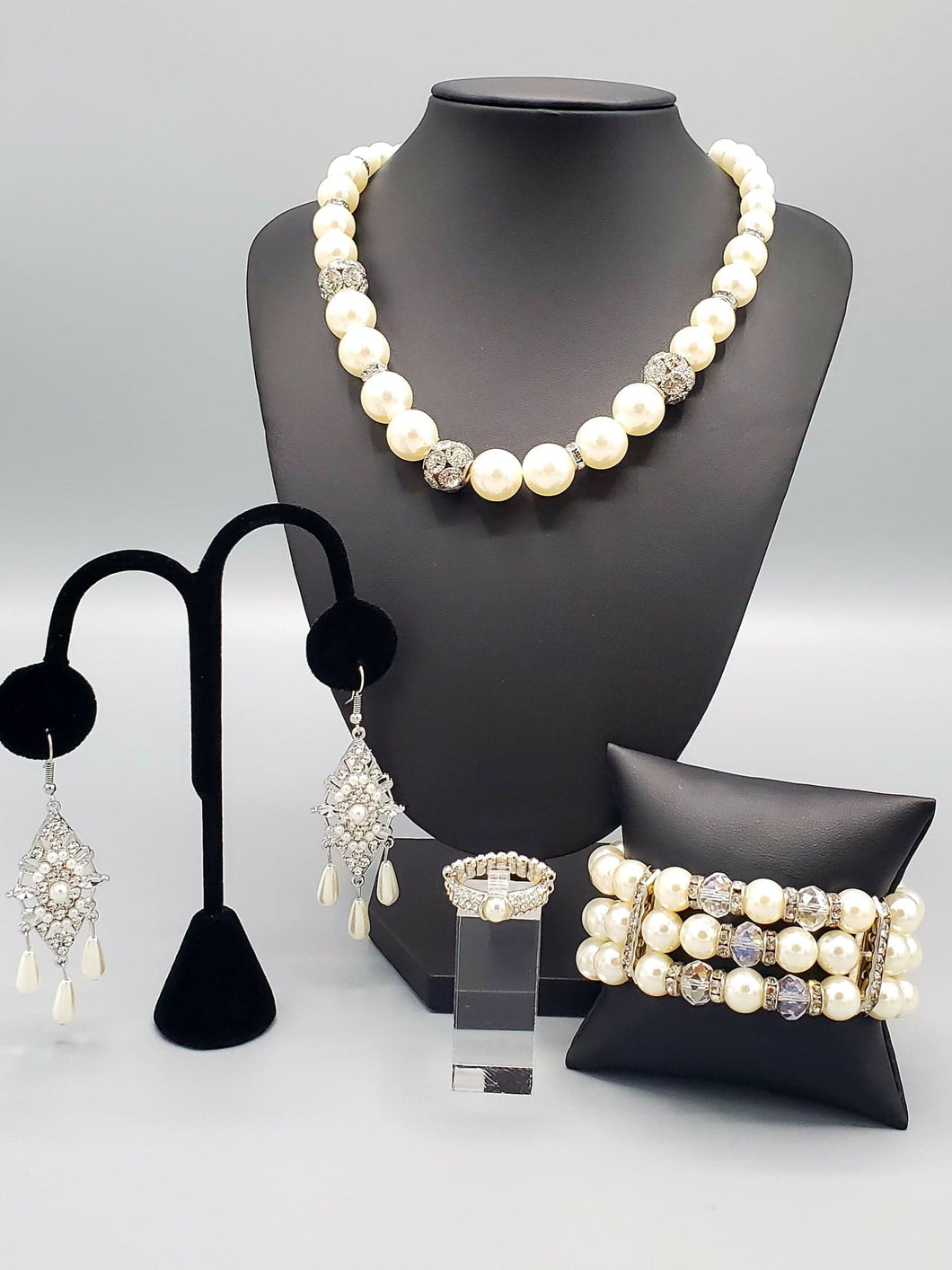 Rich Girl Refinement White Pearl and Bling Custom Set