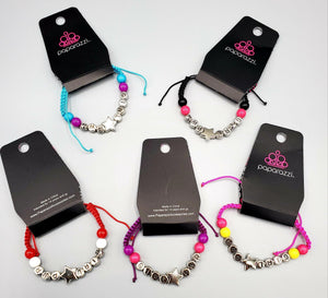 Assorted Colors "Girl PWR" Kids Bracelets (Set of 5)