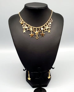 Stellar Stardom Gold Necklace and Earrings