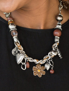 Charmed, I Am Sure Brown and Silver Necklace and Earrings