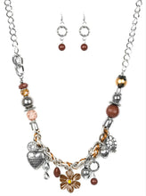 Load image into Gallery viewer, Charmed, I Am Sure Brown and Silver Necklace and Earrings
