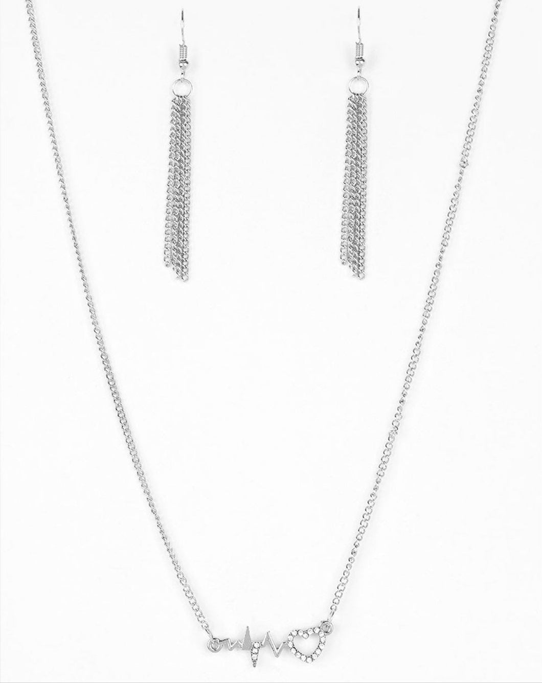HEARTBEAT Street Silver and Bling Necklace and Earrings