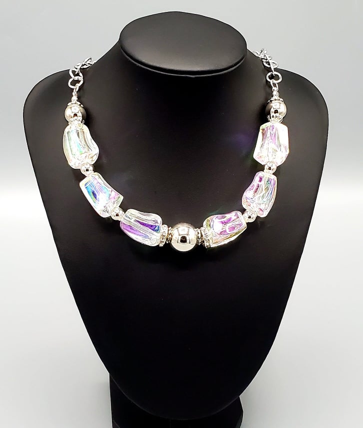 Iridescently Ice Queen Multi Necklace and Earrings
