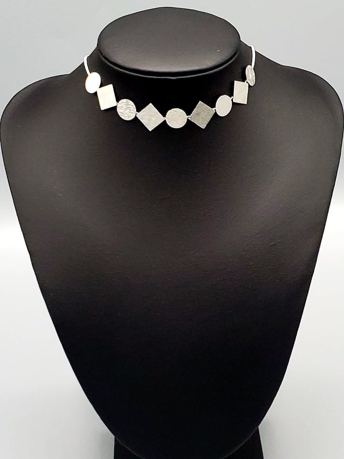 Don't Get Bent Out Of Shape Silver Choker Necklace and Earrings