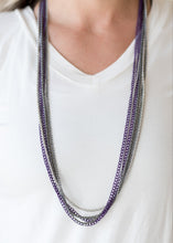 Load image into Gallery viewer, Colorful Calamity Purple and Silver Necklace and Earrings

