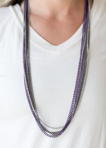 Colorful Calamity Purple and Silver Necklace and Earrings