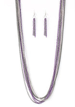 Load image into Gallery viewer, Colorful Calamity Purple and Silver Necklace and Earrings
