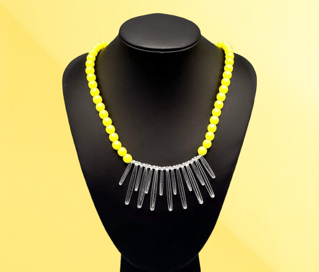 Icy Intimidation Yellow Necklace and Earrings