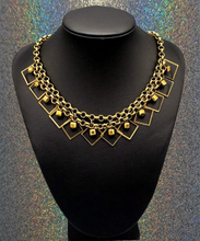Load image into Gallery viewer, GEO Down In History Brass Necklace and Earrings
