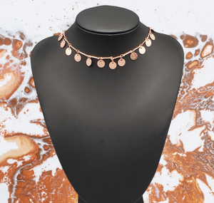 Musically Minimalist Copper Choker Necklace and Earrings