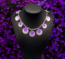 Load image into Gallery viewer, The Cosmos Are Calling Purple Necklace and Earrings
