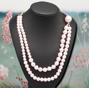 Remarkable Radiance Pink Pearl Necklace and Earrings