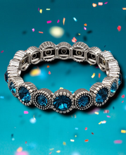 Load image into Gallery viewer, Phenomenally Perennial Teal Bling Stretchy Bracelet
