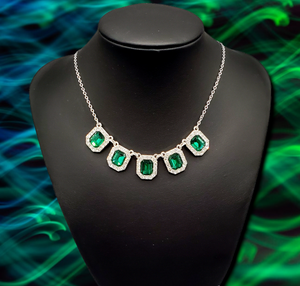 Next Level Luster Green Bling Necklace and Earrings