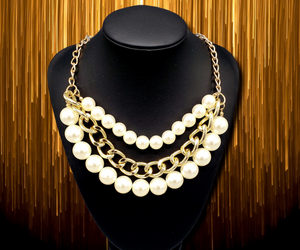 Empire State Empress Gold and Pearl Necklace and Earrings