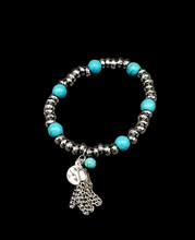 Load image into Gallery viewer, Whimsically Wanderlust Blue/Turquoise Stretchy Bracelet
