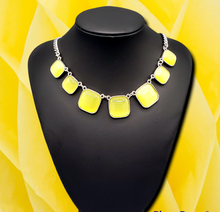 Load image into Gallery viewer, Aura Allure Yellow Cat&#39;s Eye Necklace and Earrings
