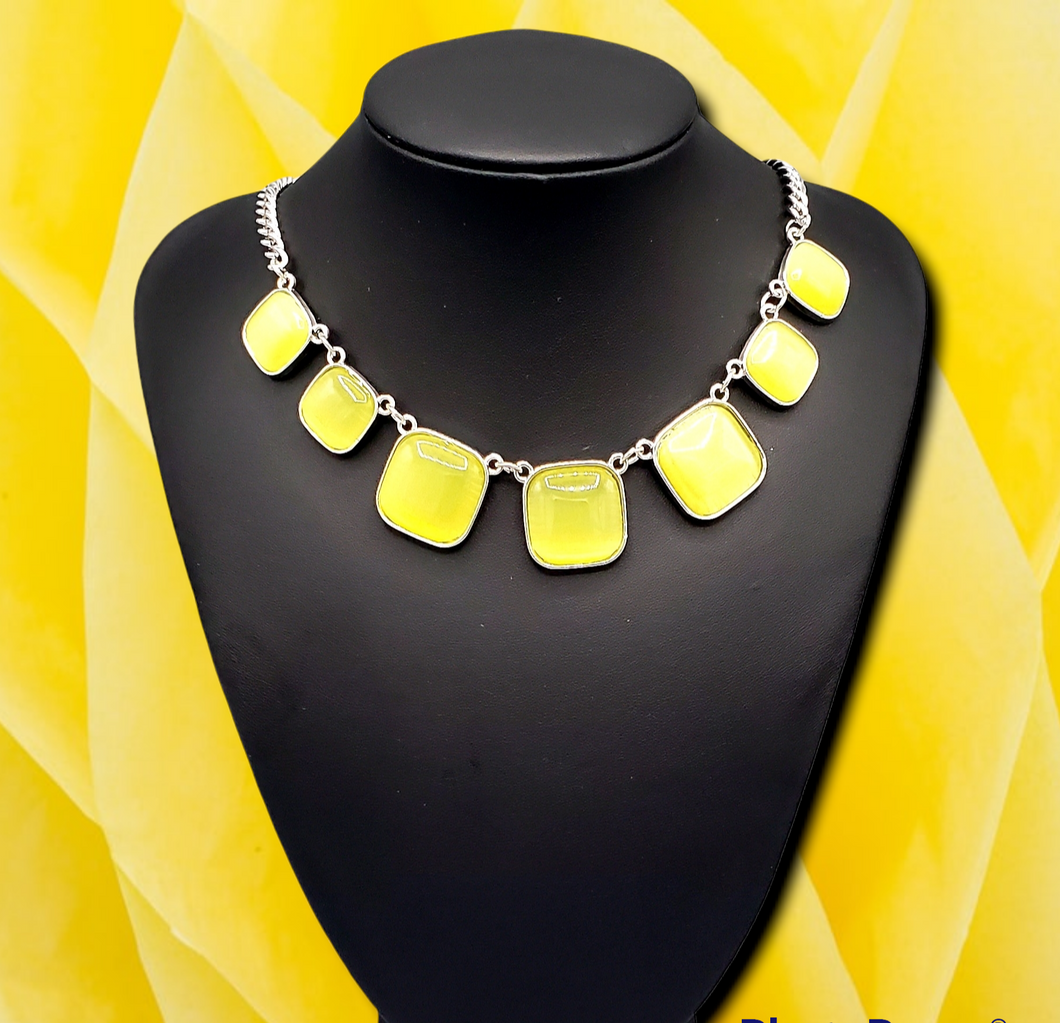 Aura Allure Yellow Cat's Eye Necklace and Earrings