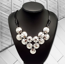 Load image into Gallery viewer, Token Treasure Black and Silver Necklace and Earrings
