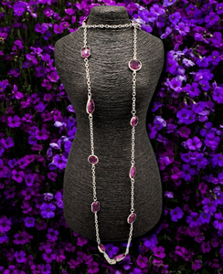 Glassy Glamorous Purple Necklace Earrings