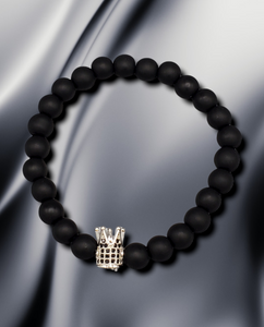 Crowns of Stones Black Beaded Stretchy Bracelet (Assorted Colors)