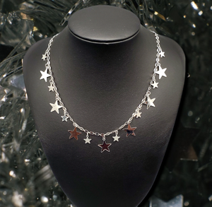 Starry Shindig Silver Star Necklace and Earrings