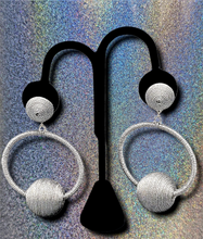 Load image into Gallery viewer, Social Sphere Silver Threaded Earrings
