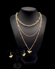 Load image into Gallery viewer, Bountiful Butterflies Gold Butterfly Necklace and Earrings
