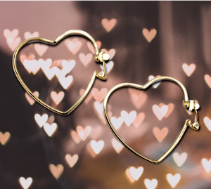Harmonious Hearts Gold Heart Clip-On Earrings