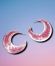 Load image into Gallery viewer, Charismatically Curvy Pink Hoop Earrings
