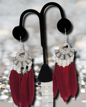 Load image into Gallery viewer, Plume Paradise Red Feather Earrings
