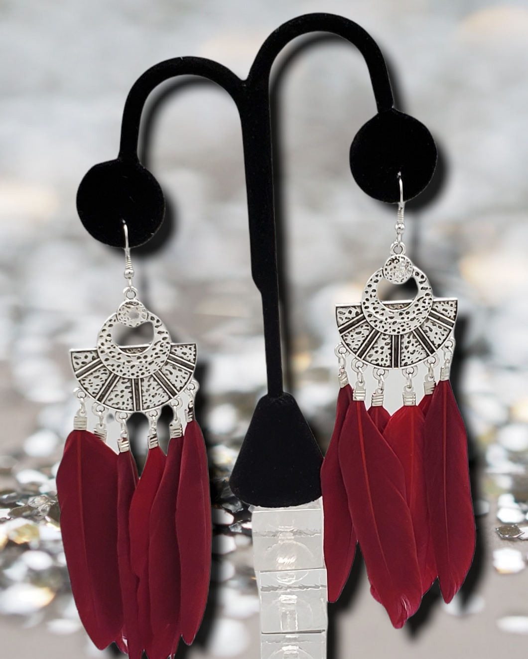 Plume Paradise Red Feather Earrings
