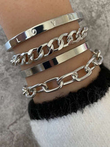 Love My Silver Bracelets (Set of 4)