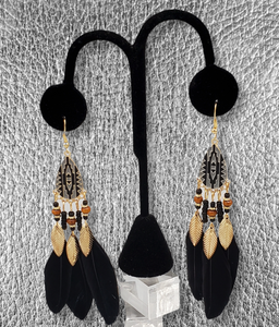 "Down with Tribal" Black Feather Earrings