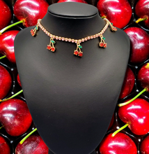 Load image into Gallery viewer, Cherry-Licious Gold and Bling Necklace
