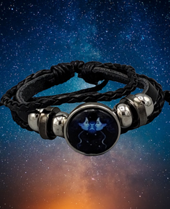 Cycle of the Stars Black Men's/Unisex Bracelet (Choose from 12 zodiac signs)