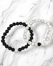 Load image into Gallery viewer, Opposites Attract Black and White Stretchy Bracelet (Set of 2)
