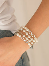Load image into Gallery viewer, Limitless Luxury White Pearl and Silver Bracelet
