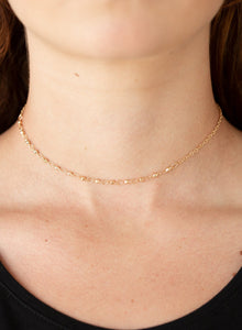 Take A Risk Gold Choker Necklace and Earrings