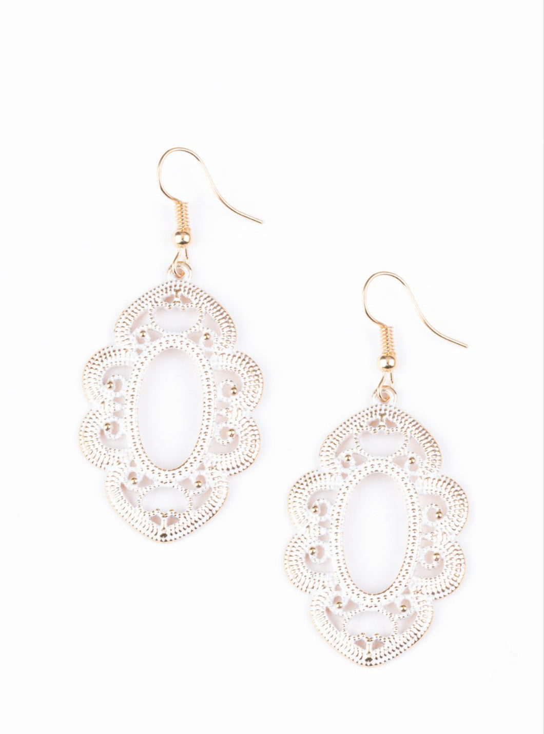 Mantras and Mandalas Gold and White Earrings
