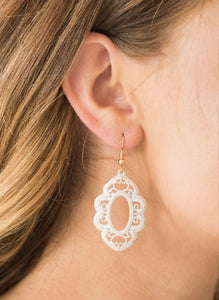 Mantras and Mandalas Gold and White Earrings
