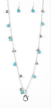 Load image into Gallery viewer, Both Feet On The Ground Turquoise Blue Lanyard and Earrings
